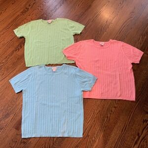 Set 3 VTG 90s Y2K Crystal Kobe Sweater Womens 1X‎ Cable Cottagecore Grandmacore